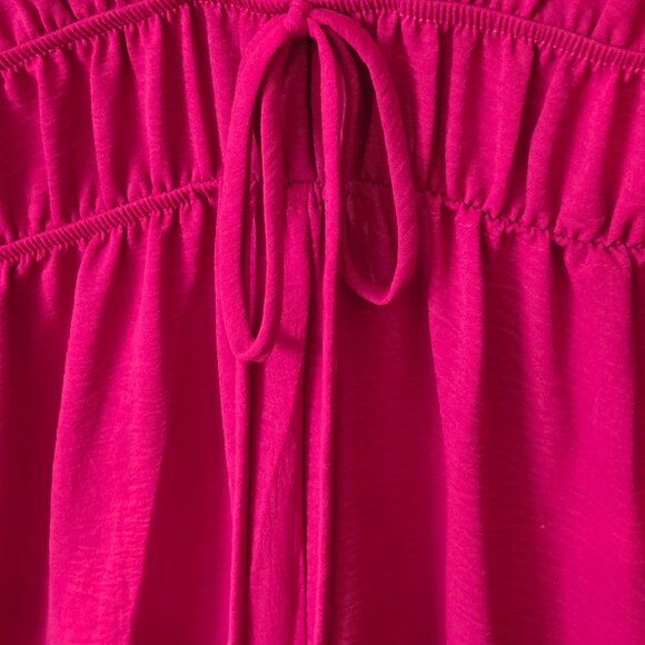 See You Monday Red V-Neck Flutter Sleeve Ruched Midi Dress Size L - NWT - Picture 2 of 6